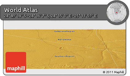 Physical Panoramic Map of the Area around 24° 32' 42" S, 24° 43' 30" E