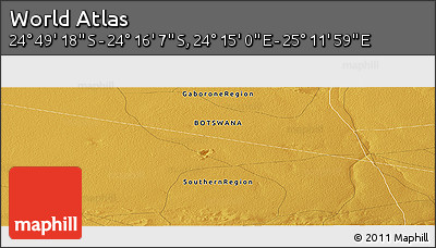 Physical Panoramic Map of the Area around 24° 32' 42" S, 24° 43' 30" E