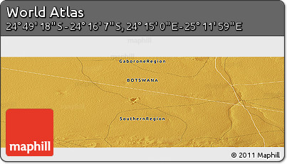 Physical Panoramic Map of the Area around 24° 32' 42" S, 24° 43' 30" E