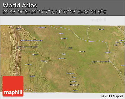 Satellite 3D Map of the Area around 24° 32' 42" S, 32° 22' 30" E
