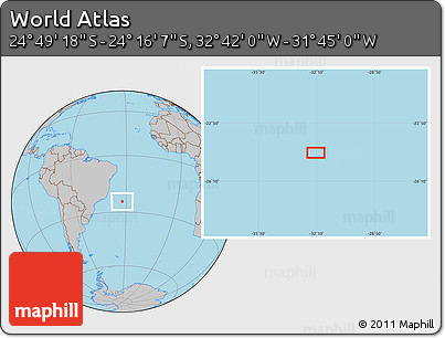 Gray Location Map of the Area around 24° 32' 42" S, 32° 13' 30" W