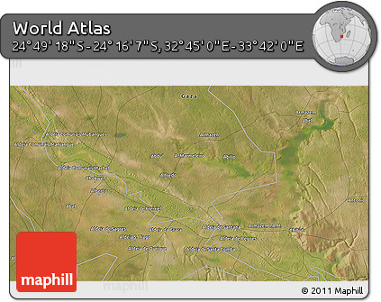 Satellite 3D Map of the Area around 24° 32' 42" S, 33° 13' 30" E
