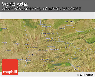 Satellite 3D Map of the Area around 24° 32' 42" S, 34° 4' 30" E