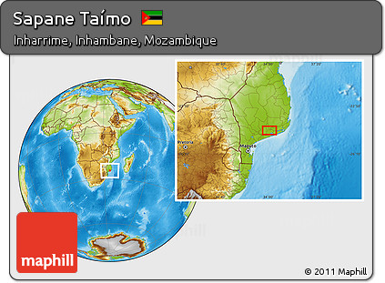 Physical Location Map of Sapane Taímo