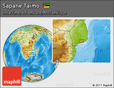 Physical Location Map of Sapane Taímo
