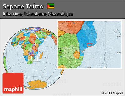 Political Location Map of Sapane Taímo