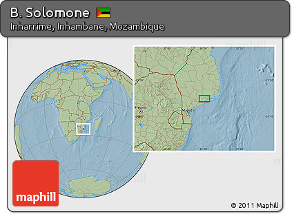 Savanna Style Location Map of B. Solomone, hill shading