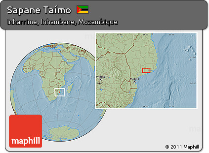 Savanna Style Location Map of Sapane Taímo, hill shading
