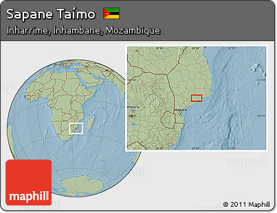 Savanna Style Location Map of Sapane Taímo, hill shading