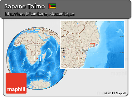 Shaded Relief Location Map of Sapane Taímo