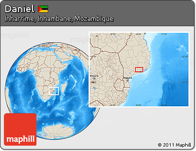 Shaded Relief Location Map of Daniel