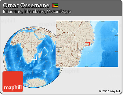Shaded Relief Location Map of Omar Ossemane
