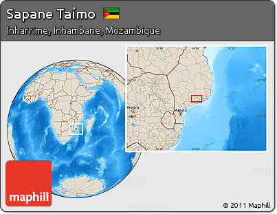 Shaded Relief Location Map of Sapane Taímo