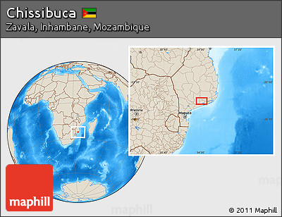 Shaded Relief Location Map of Chissibuca