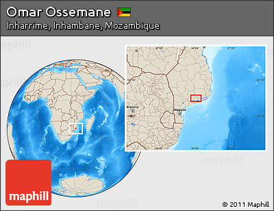 Shaded Relief Location Map of Omar Ossemane