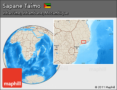 Shaded Relief Location Map of Sapane Taímo