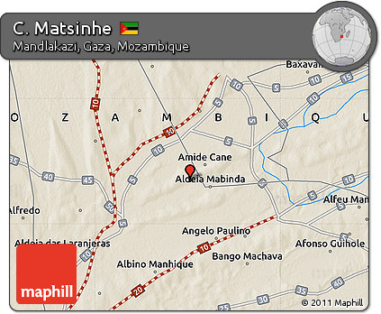 Shaded Relief Map of C. Matsinhe