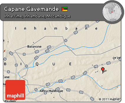 Shaded Relief Map of Capane Gavemande