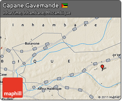 Shaded Relief Map of Capane Gavemande