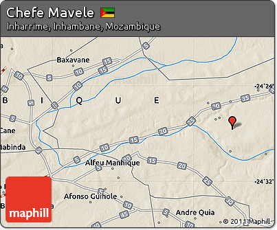 Shaded Relief Map of Chefe Mavele
