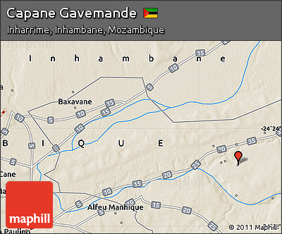 Shaded Relief Map of Capane Gavemande