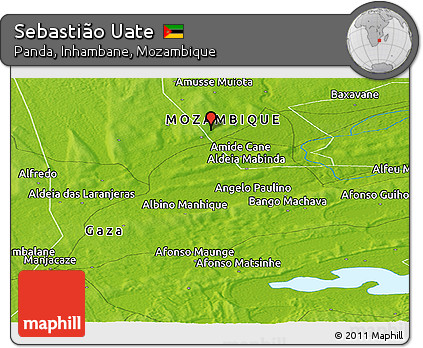 Physical Panoramic Map of Sebastião Uate