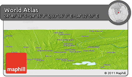 Physical Panoramic Map of the Area around 24° 32' 42" S, 34° 4' 30" E