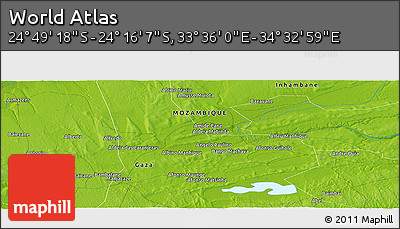 Physical Panoramic Map of the Area around 24° 32' 42" S, 34° 4' 30" E