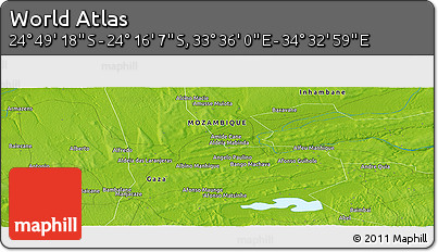 Physical Panoramic Map of the Area around 24° 32' 42" S, 34° 4' 30" E