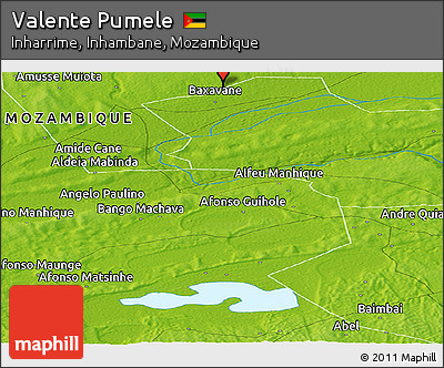 Physical Panoramic Map of Valente Pumele