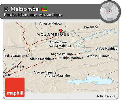 Shaded Relief Panoramic Map of E. Matsombe
