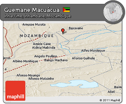 Shaded Relief Panoramic Map of Guemane Macuácua