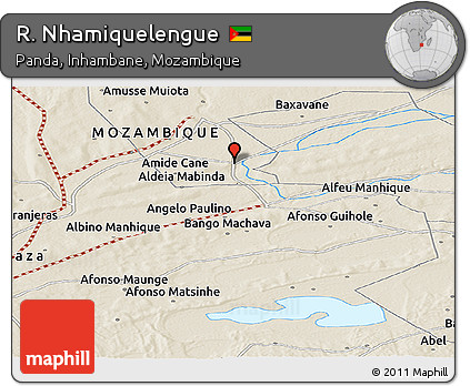 Shaded Relief Panoramic Map of R. Nhamiquelengue