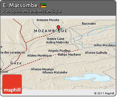 Shaded Relief Panoramic Map of E. Matsombe