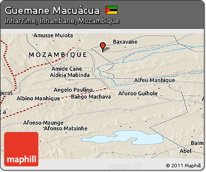Shaded Relief Panoramic Map of Guemane Macuácua