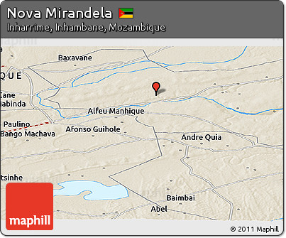 Shaded Relief Panoramic Map of Nova Mirandela