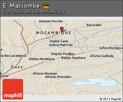 Shaded Relief Panoramic Map of E. Matsombe