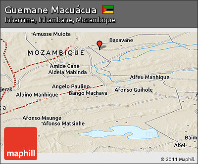 Shaded Relief Panoramic Map of Guemane Macuácua