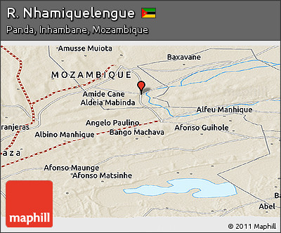 Shaded Relief Panoramic Map of R. Nhamiquelengue