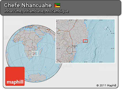 Gray Location Map of Chefe Nhancuahe, hill shading