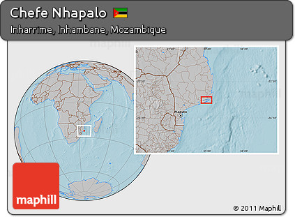 Gray Location Map of Chefe Nhapalo, hill shading