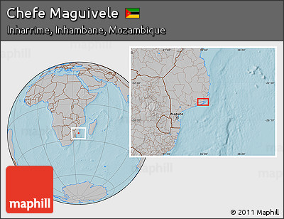 Gray Location Map of Chefe Maguivele, hill shading