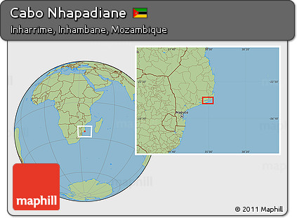 Savanna Style Location Map of Cabo Nhapadiane
