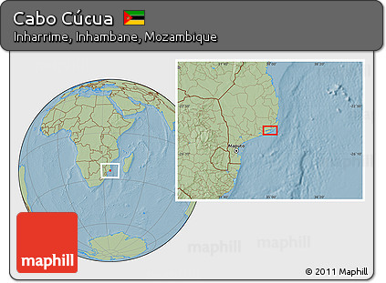 Savanna Style Location Map of Cabo Cúcua, hill shading