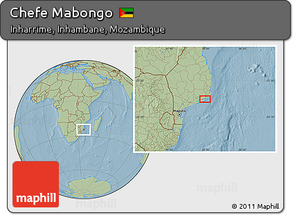 Savanna Style Location Map of Chefe Mabongo, hill shading