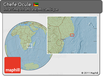 Savanna Style Location Map of Chefe Ocule, hill shading