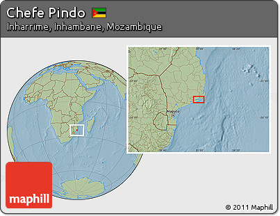 Savanna Style Location Map of Chefe Pindo, hill shading