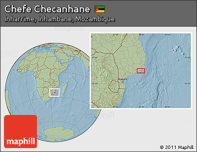 Savanna Style Location Map of Chefe Checanhane, hill shading