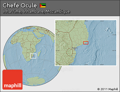 Savanna Style Location Map of Chefe Ocule, hill shading