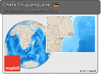 Shaded Relief Location Map of Chefe Chiguenguène